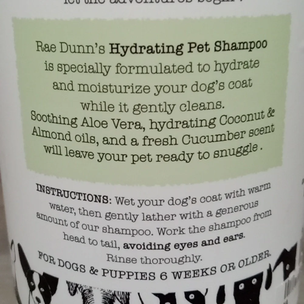 Rae Dunn Pamper Cucumber Aloe Pet Shampoo - Green and White New Sealed
